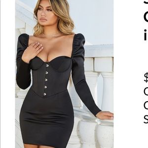 Oh polly black puff sleeve corset dress worn once
